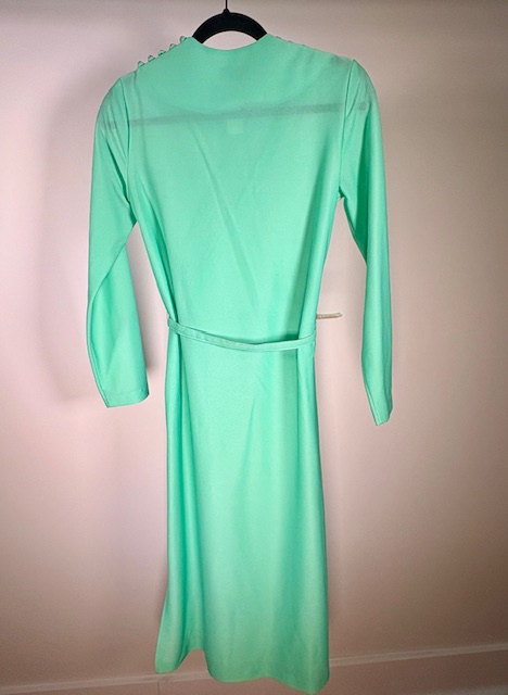 Mint green belted dress back view